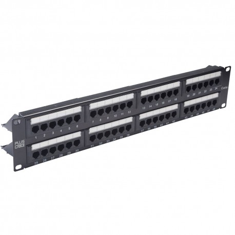 PATCH PANEL CAT6 48 PORTAS COM GUIA MOD LA-P648 PLUSCABLE