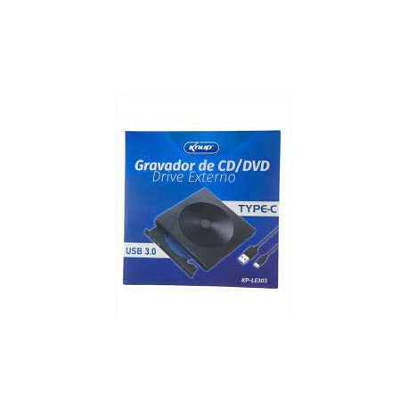 GRAVADOR DVD-RW EXTERNO USB 3.0 KNUP MOD KP-LE303
