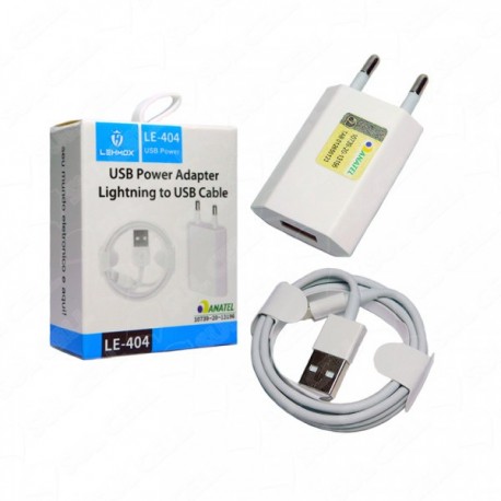 CARREGADOR TOMADA LIGHTNING USB LEHMOX MOD LE-404