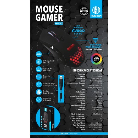 MOUSE GAMER USB HOOPSON MOD MSG-203