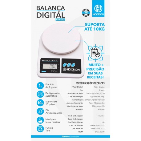 BALANÇA ELETRÔNICA HOOPSON MOD BDH-002