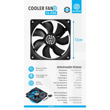 COOLER P/ GABINETE HOOPSON 12x12 MOD CL-030