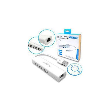 MINI HUB USB 3 PORTAS 2.0 / RJ45 MOD IT-BLUE LE-4102