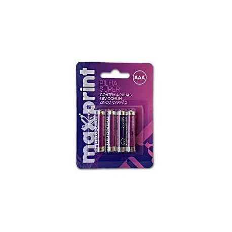 PACK C/ 4 PILHAS AAA 1.5V MAXPRINT MOD 756468