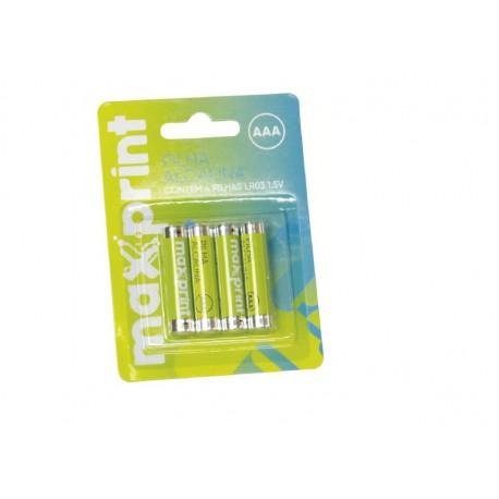 PACK C/ 4 PILHAS AAA ALCALINA 1.5V MAXPRINT MOD 756362