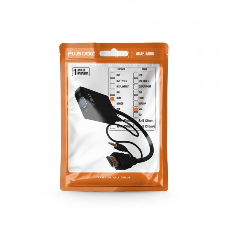 ADAPTADOR HDMI M / VGA F+P2 PLUSCABLE ADP-HDMIVGA20BK