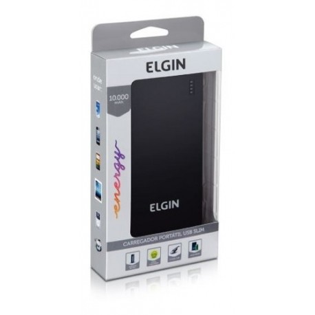 CARREGADOR PORTÁTIL USB SLIM 10.000MAH POWER BANK ELGIN