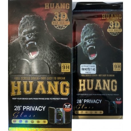 PELÍCULA PROTETORA REDMI NOTE 11 4G VIDRO PRETO PRIVACIDADE 3D HUANG