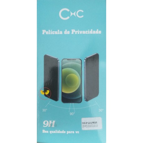 PELÍCULA DE PRIVACIDADE IPHONE 12 / 12 PRO 9H C&C
