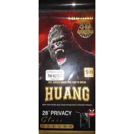 PELÍCULA DE PRIVACIDADE XIAOMI REDMI NOTE 8 VIDRO PRETO 9H HUANG