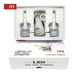 LAMPADA LED PARA FAROL AUTOMOTIVO MOD TP9 72W 8200 LÚMENS CONECTOR H1