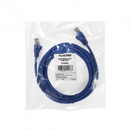 CABO REDE C/ CONECTOR RJ45 0.5M CAT6E05BL PLUSCABLE
