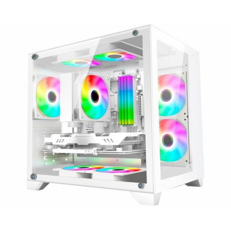 GABINETE GAMER K-MEX CUBO SPACE Z CG-W1AD WHITE S/ FONTE