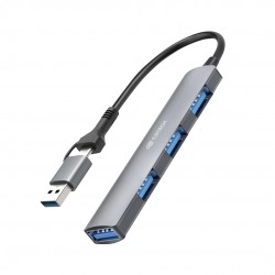 MINI HUB USB 3.0 4 PORTAS USB-USB-C C3TECH MOD HU-C500GY