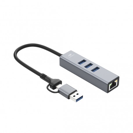 MINHUB USB 3.0 4 PORTAS USB-USB-C C3TECH MOD HU-lan1000GY