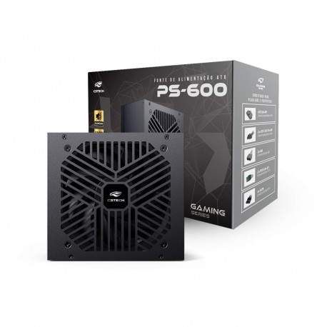 FONTE 600W C3TECH 80 PLUS PFC ATIVO MOD PS-600BK