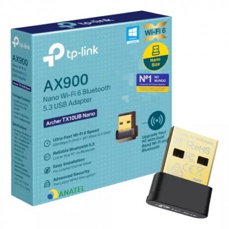 ADAPTADOR WIRELESS NANO USB TP-LINK WI-FI 6 MOD TX-10UB AX900