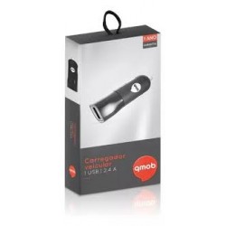 CARREGADOR VEICULAR 2.4A USB QMOB