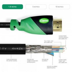 CABO VÍDEO HDMI/HDMI 1.8M 4K COMTAC MOD 22129462