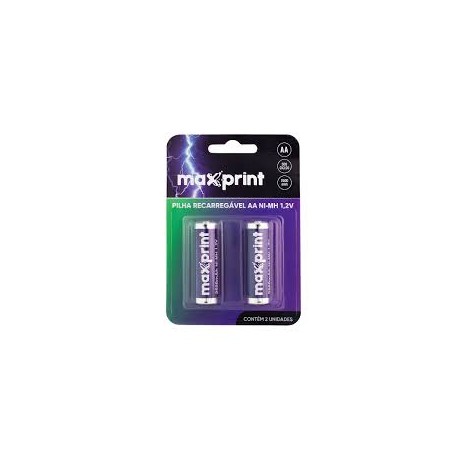 PACK C/ 2 PILHAS AA REGAREGAVEL 1.2V MAXPRINT MOD 75000043