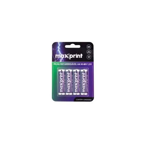 PACK C/ 4 PILHAS AA REGARREGAVEL 1.2V MAXPRINT MOD 75000044