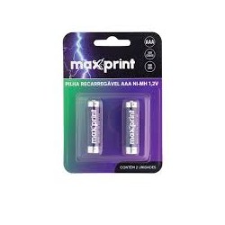 PACK C/ 2 PILHAS AAA REGARREGAVEL 1.2V MAXPRINT MOD 75000045