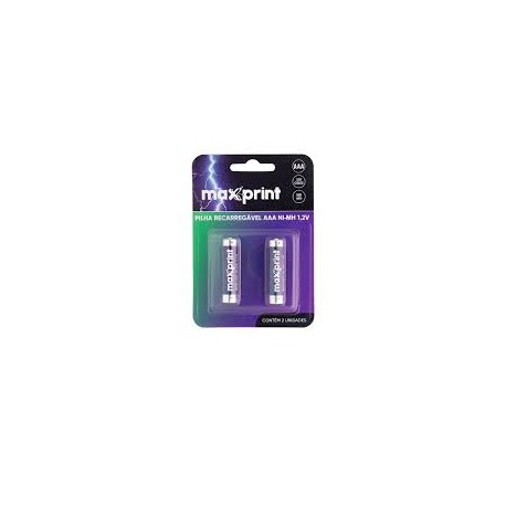 PACK C/ 2 PILHAS AAA REGARREGAVEL 1.2V MAXPRINT MOD 75000045