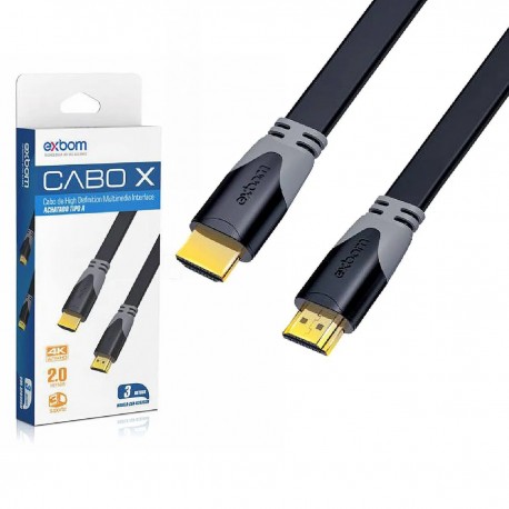CABO VÍDEO HDMI/HDMI 3M 4K EXBOM MOD CBX-H2B30SM
