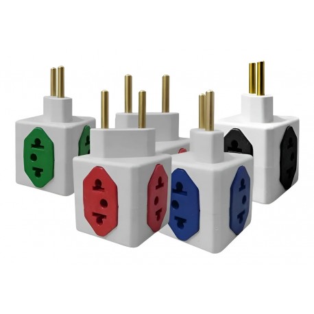 ADAPTADOR TOMADA CUBO COLORIDO 3 SAIDAS 10A / 1 SAIDA 20A