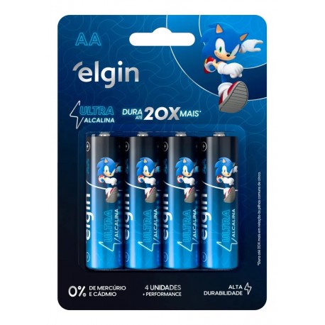 PACK C/ 4 PILHAS AA ULTRA ALCALINA LR6 ELGIN MOD 82433