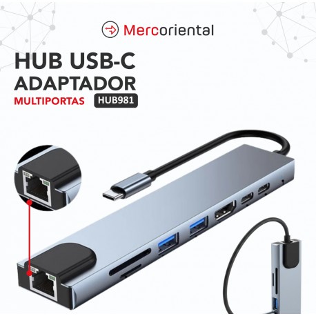 HUB USB-C ADAPTADOR MULTIPORTAS 8 EM 1 HOOPSON MOD HUB981