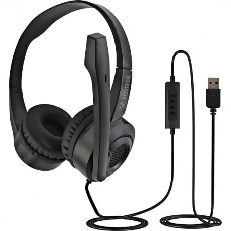 HEADSET C/ MICROFONE USB HBS102 FORTREK MOD 86949 PRETO