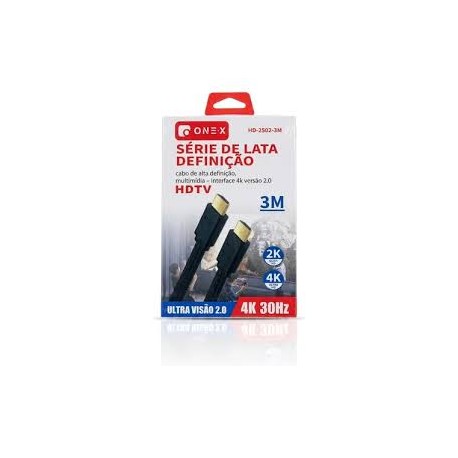 CABO VÍDEO HDMI HDTV ONIX 3M 4K MOD 2502 