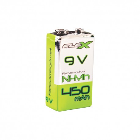 BATERIA RECARREGAVEL FLEXGOLD 9V 450MAH MOD FX-9V/45B1