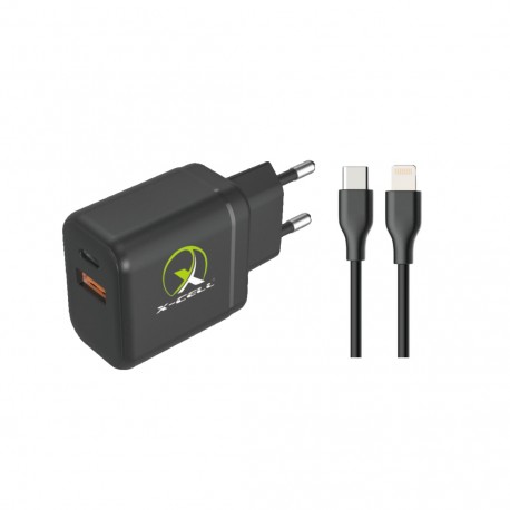 CARREGADOR TOMADA LIGHTNING PD 40W X-CELL MOD XC-UR101 PRETO