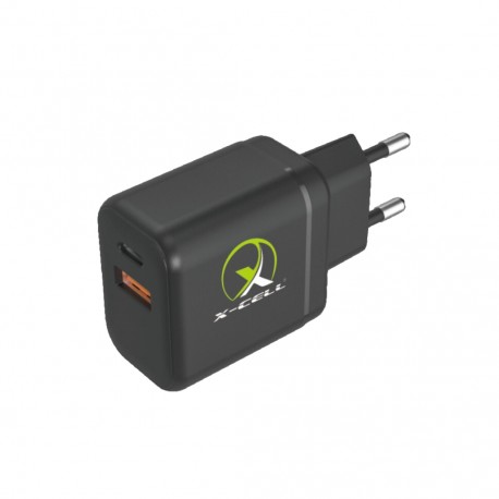 CARREGADOR TOMADA USB-C / USB PD 40W X-CELL MOD XC-UR98 PRETO