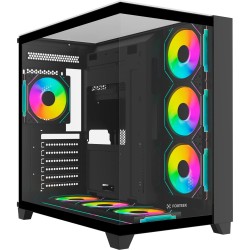 GABINETE GAMER FORTREK CLARITY FULL GLASS S/ FONTE MOD 86946 PRETO