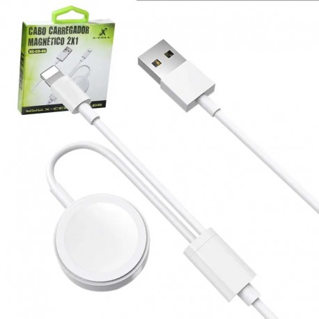 CABO CARREGADOR MAGNÉTICO P/ IPHONE E SMARTWATCH X-CELL MOD XC-CD-88