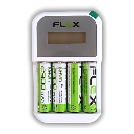 CARREGADOR PILHAS RECARREGÁVEL FLEXGOLD MOD FX-C18-4P