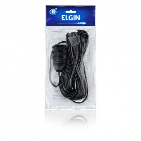 EXTENSÃO ELETRICA ELGIN 3 TOMADAS CABO 10 METROS PRETO