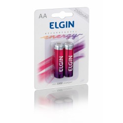 PACK C/ 2 PILHAS AA RECARREGÁVEIS 2500mAH ELGIN MOD 82172