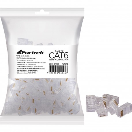CONECTOR RJ45 CAT6 C/ 100 FORTREK MOD 62899