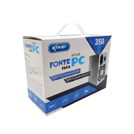 FONTE 350W REAL KNUP C/ CABO FORÇA MOD KP-526
