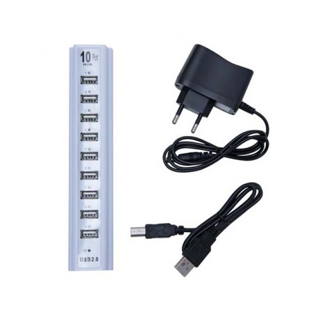 MINI HUB USB 10 PORTAS C/ FONTE 480 MBPS KNUP MOD HB-T69