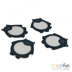 PORTA COPO DECOR COLORFUN MIAU RELIZA C/ 4 UNID