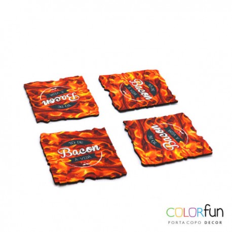 PORTA COPO DECOR COLORFUN BACON RELIZA C/ 4 UNID