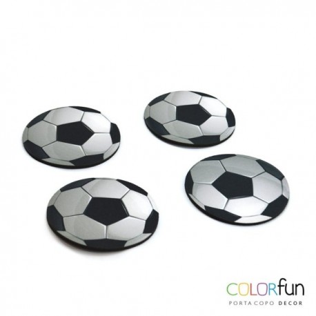 PORTA COPO DECOR COLORFUN FUTEBOL RELIZA C/ 4 UNID