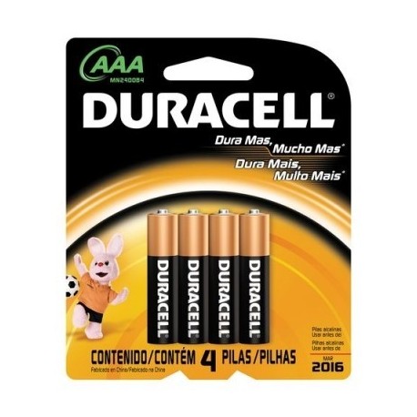 PACK C/ 4 PILHAS AAA ALCALINA 74447 MN2400 DURACELL